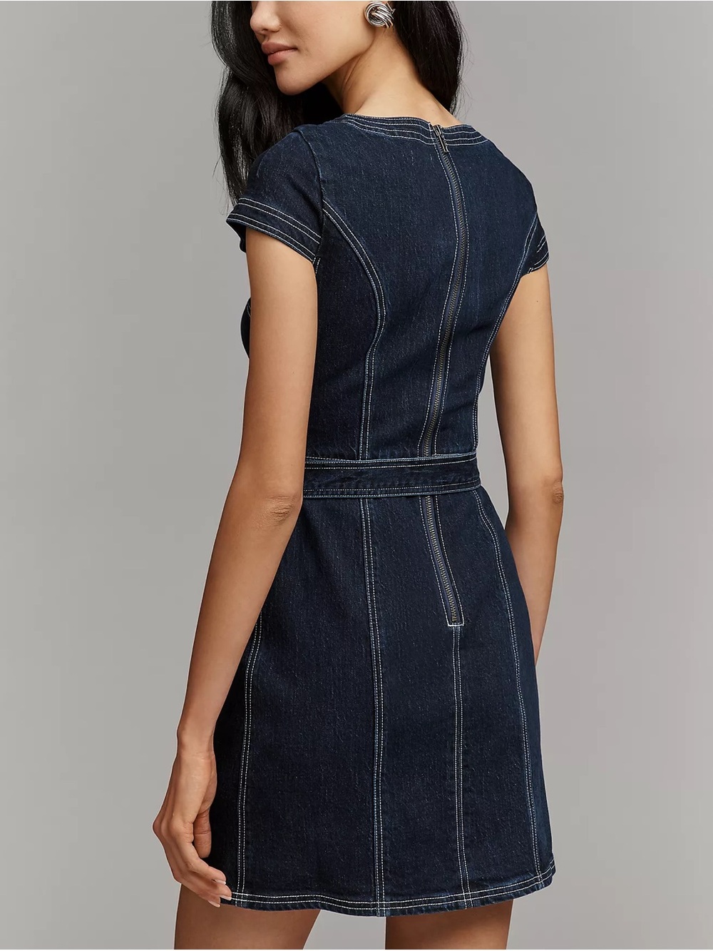 Anthropologie Pilcro Denim Belted Cutout Mini Dress - Picture 4 of 4